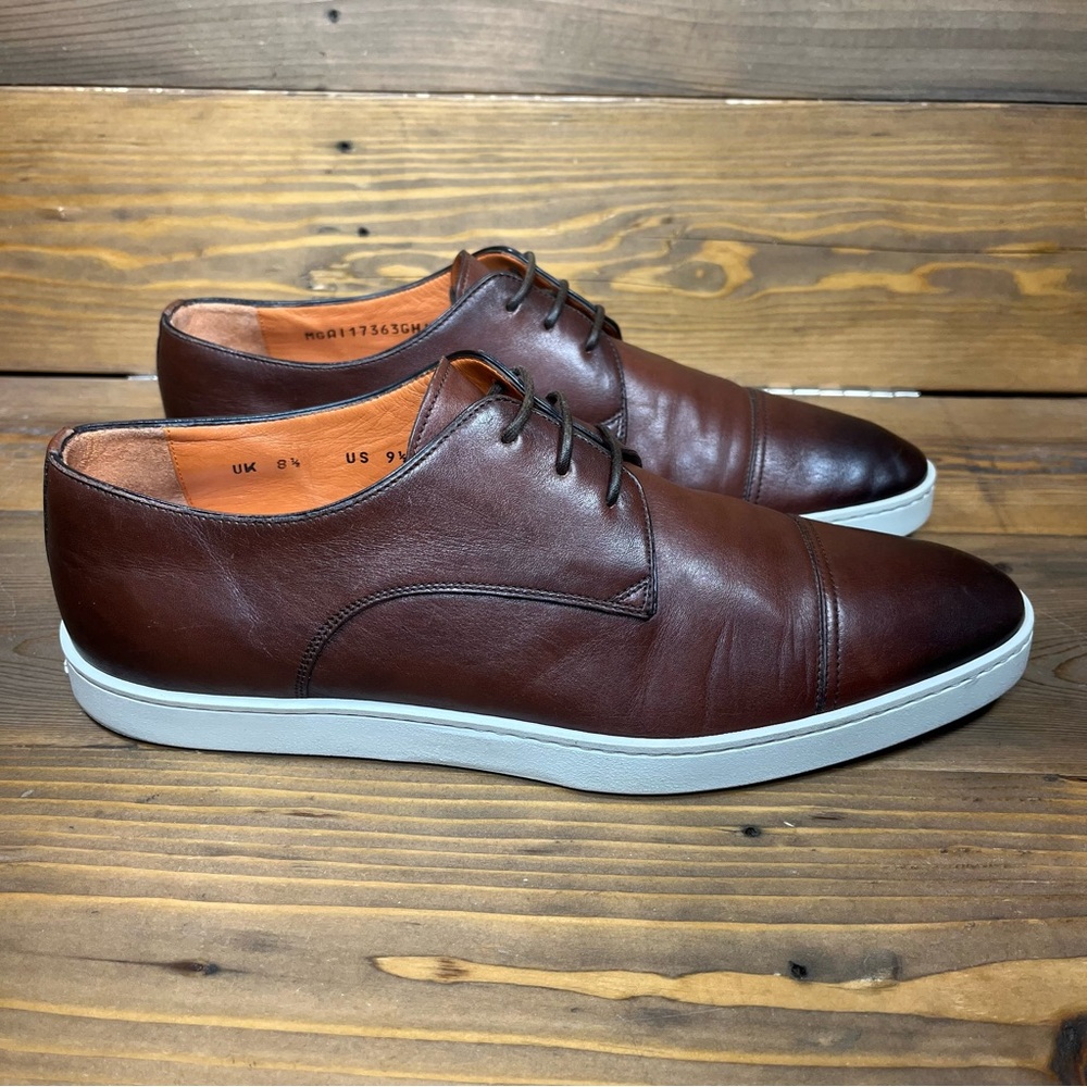 Santoni Durbin Derby Cap Toe Leather Oxford Sneaker Dress Shoes
